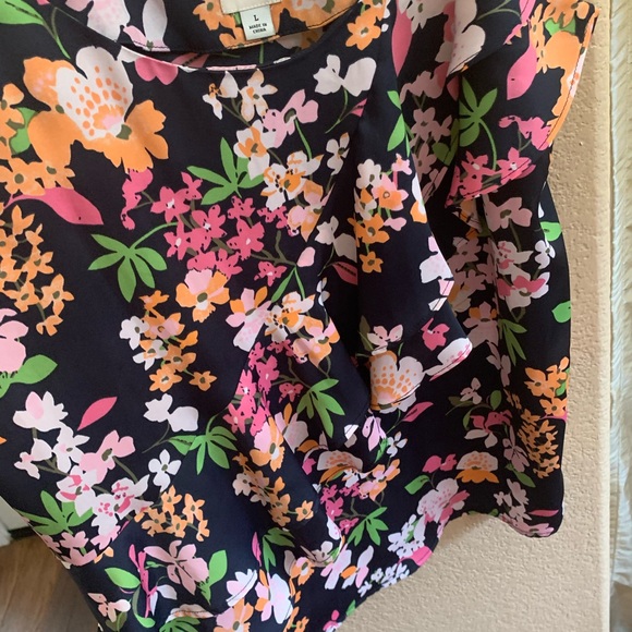 A new day multicolor top. Size large.  Blue orange pink and white - Picture 5 of 7